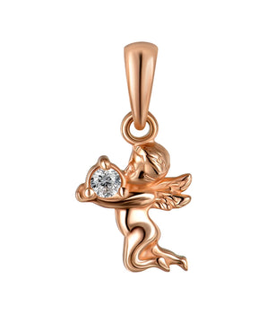 Angel pendant made of red gold with cubic zirconia 31346