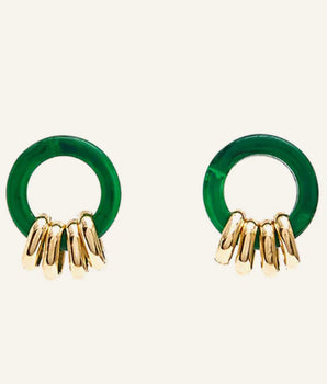 Rachel Malachite York Acrylic Earrings